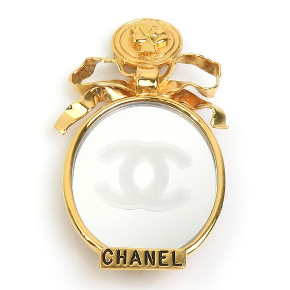 CHANEL Coco Mark Mirror Metal Gold Brooch for Women e60840a - Picture 1 of 5